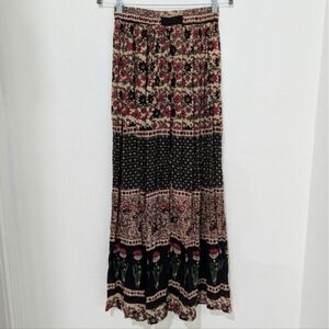 Paths of Spirit Bohemian High Rise Wide Leg Floral Red Beige Palazzo Pants Small